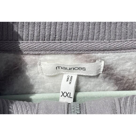 Maurices Womens XXL Plaid Fleece Pullover Sweater Gray White Quarter Zip - Picture 3 of 7